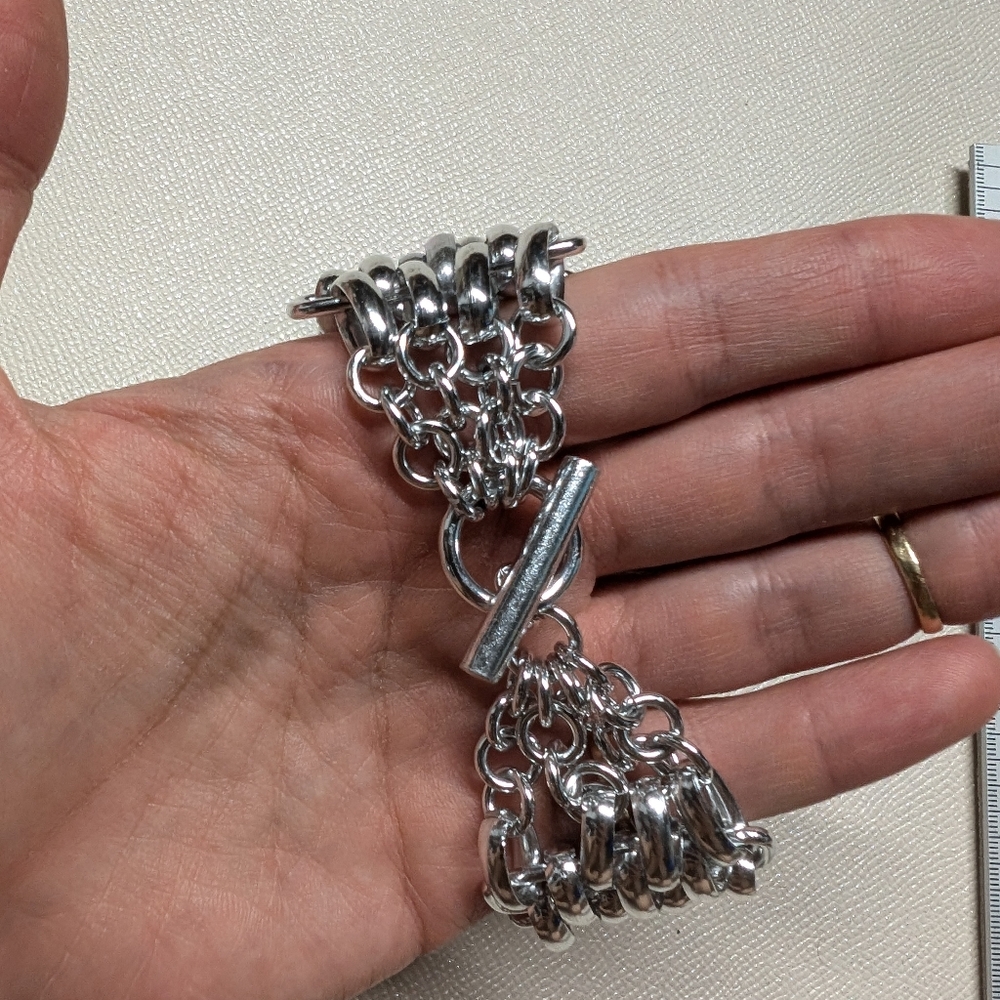 Silver Chain Link Bracelet Chunky Techy Grungy